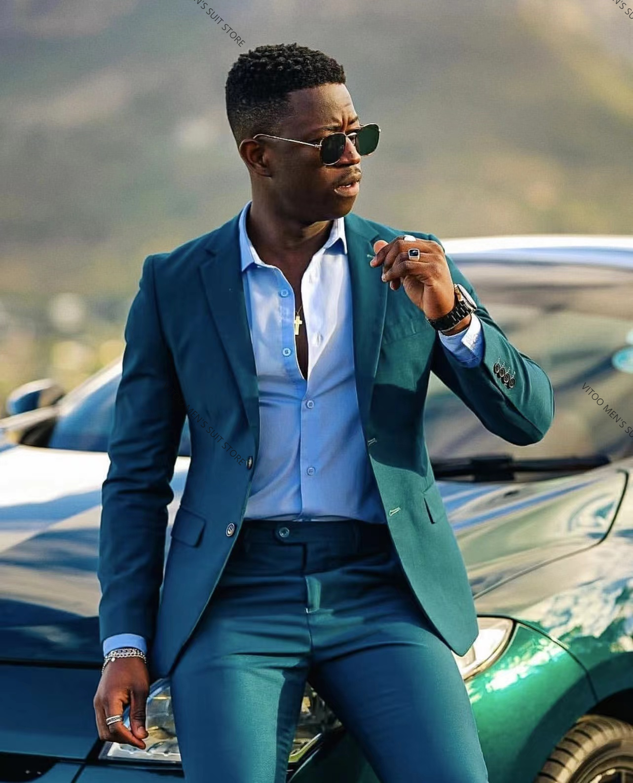 Suitsupply Wedding Tuxedo - Dark Green Men Suits Slim Fit