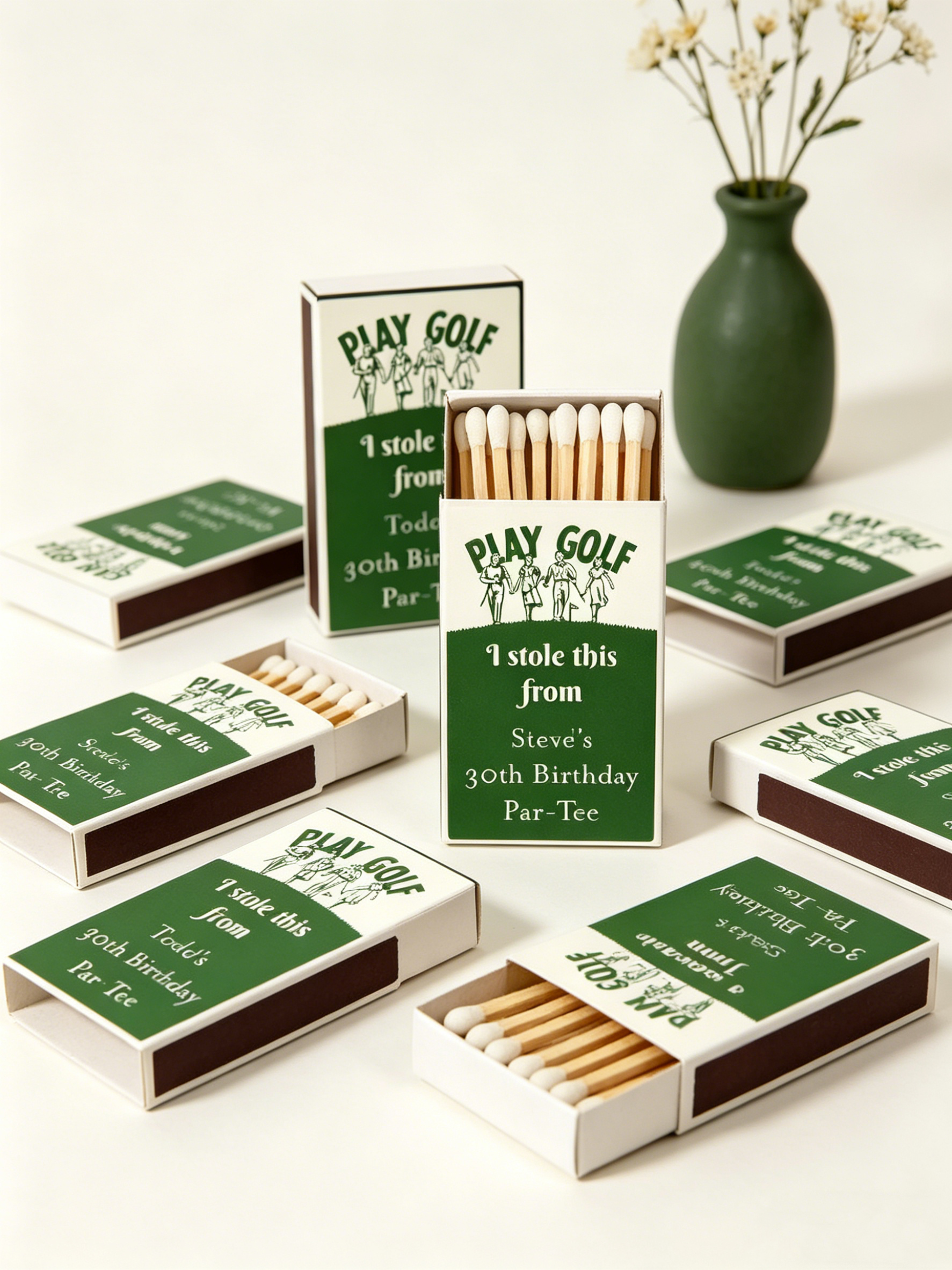 Wedding Supply In Bulk - Play Golf Themed Personalized Matchboxes Bulk