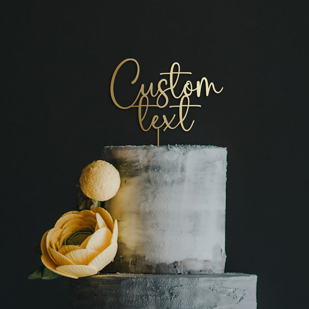 Custom Text Gold Acrylic Cake  - Wedding Ceremony Supply reseña y precio