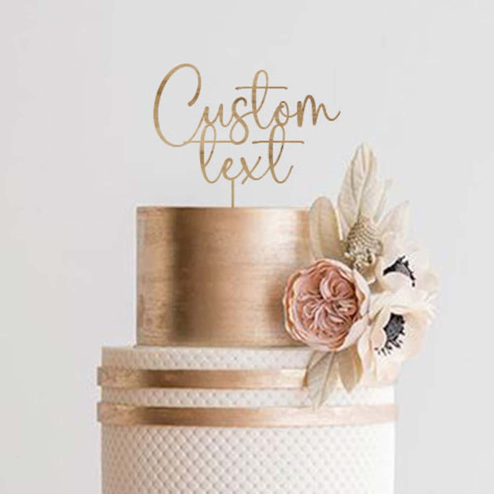 Custom Text Gold Acrylic Cake  - Wedding Ceremony Supply reseña y precio
