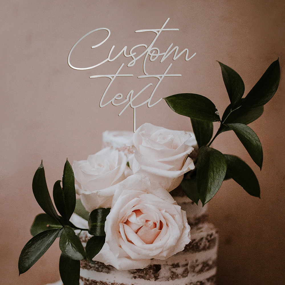 Custom Text Gold Acrylic Cake  - Wedding Ceremony Supply reseña y precio