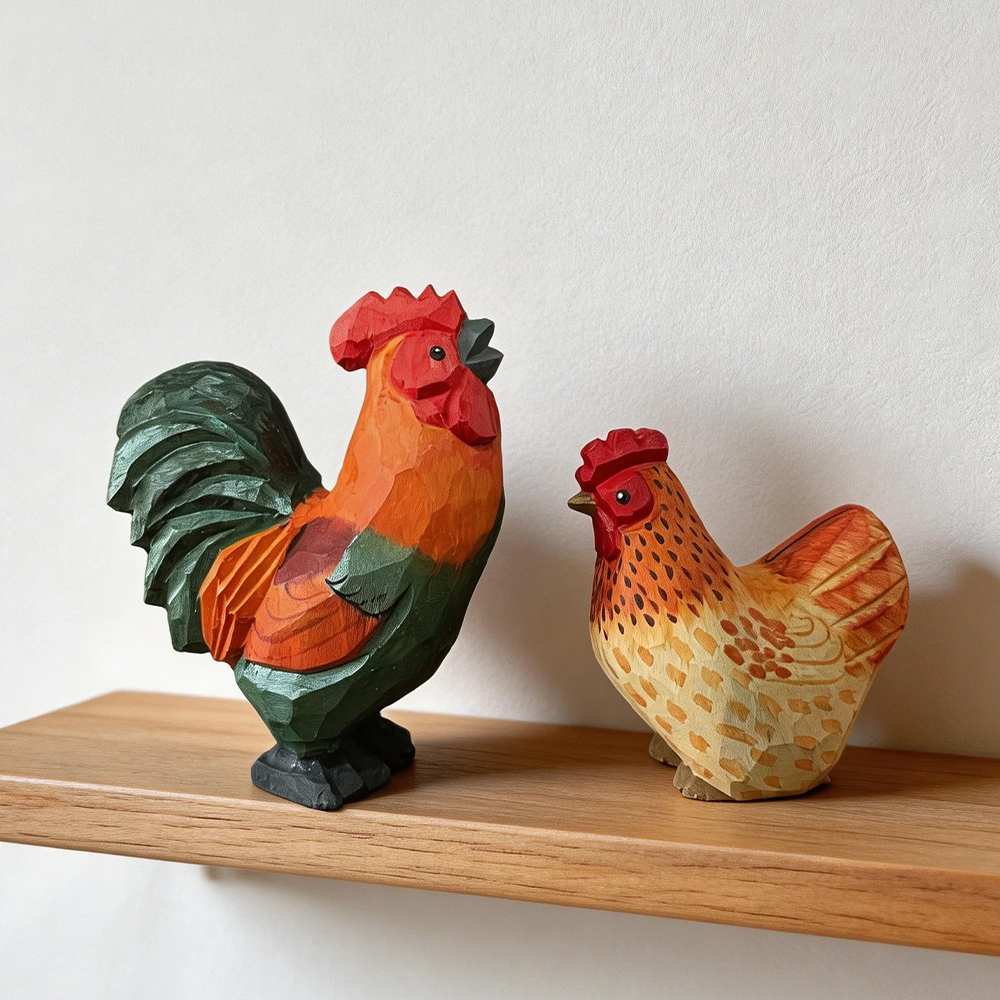 Hand Carved Wooden Rooster and - Wedding Ceremony Supply reseña y precio