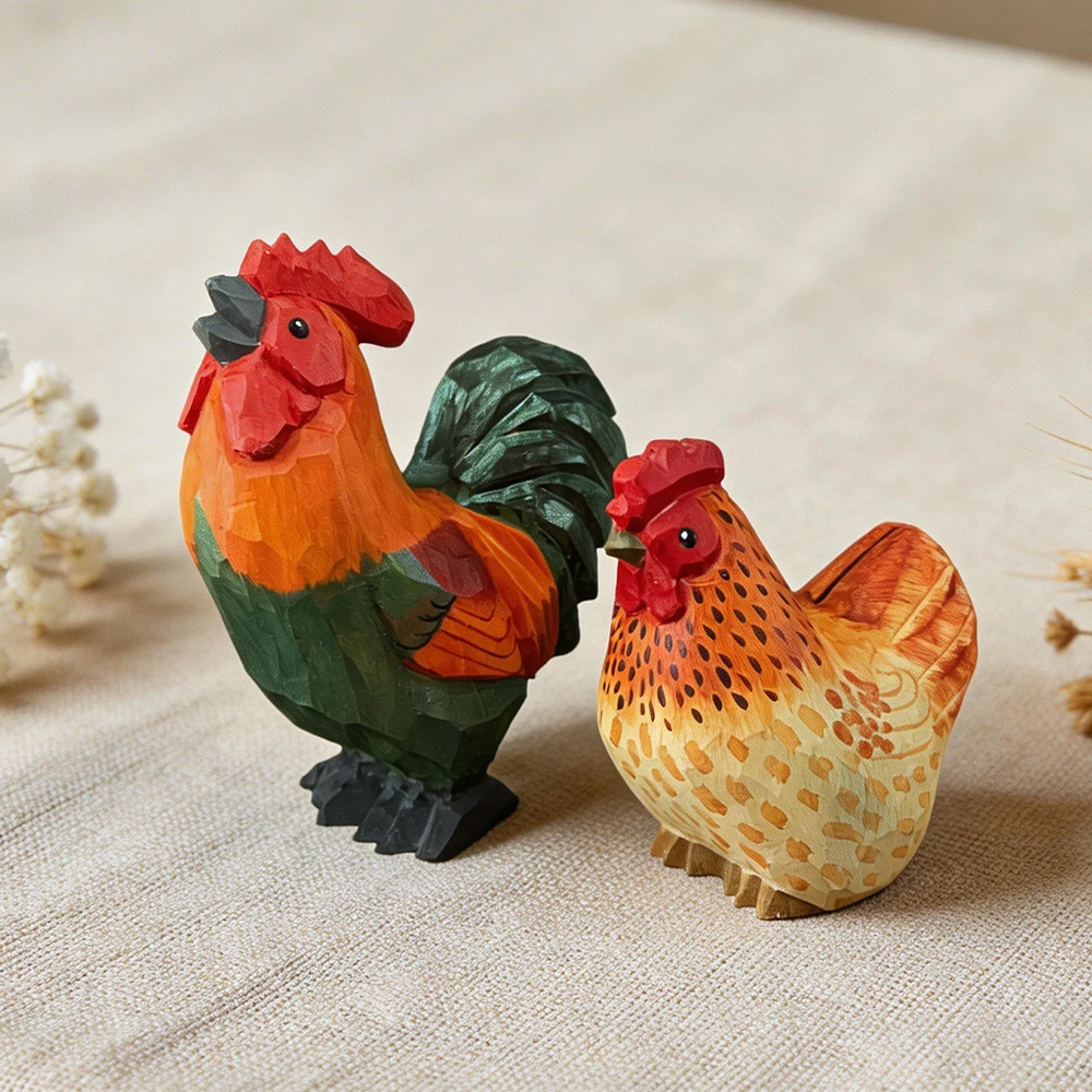 Hand Carved Wooden Rooster and - Wedding Ceremony Supply reseña y precio