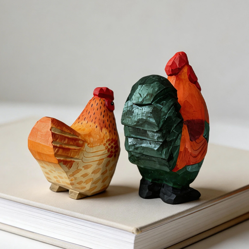 Hand Carved Wooden Rooster and - Wedding Ceremony Supply reseña y precio