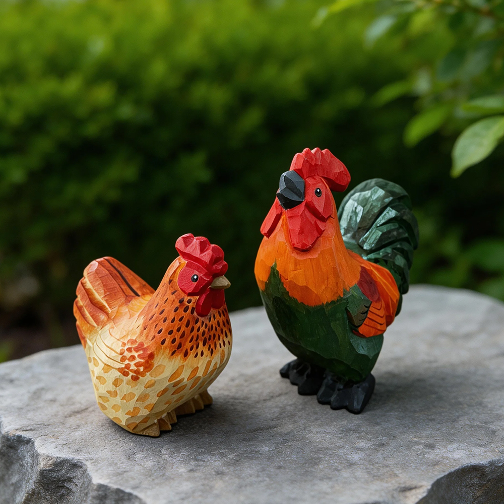 Hand Carved Wooden Rooster and - Wedding Ceremony Supply reseña y precio