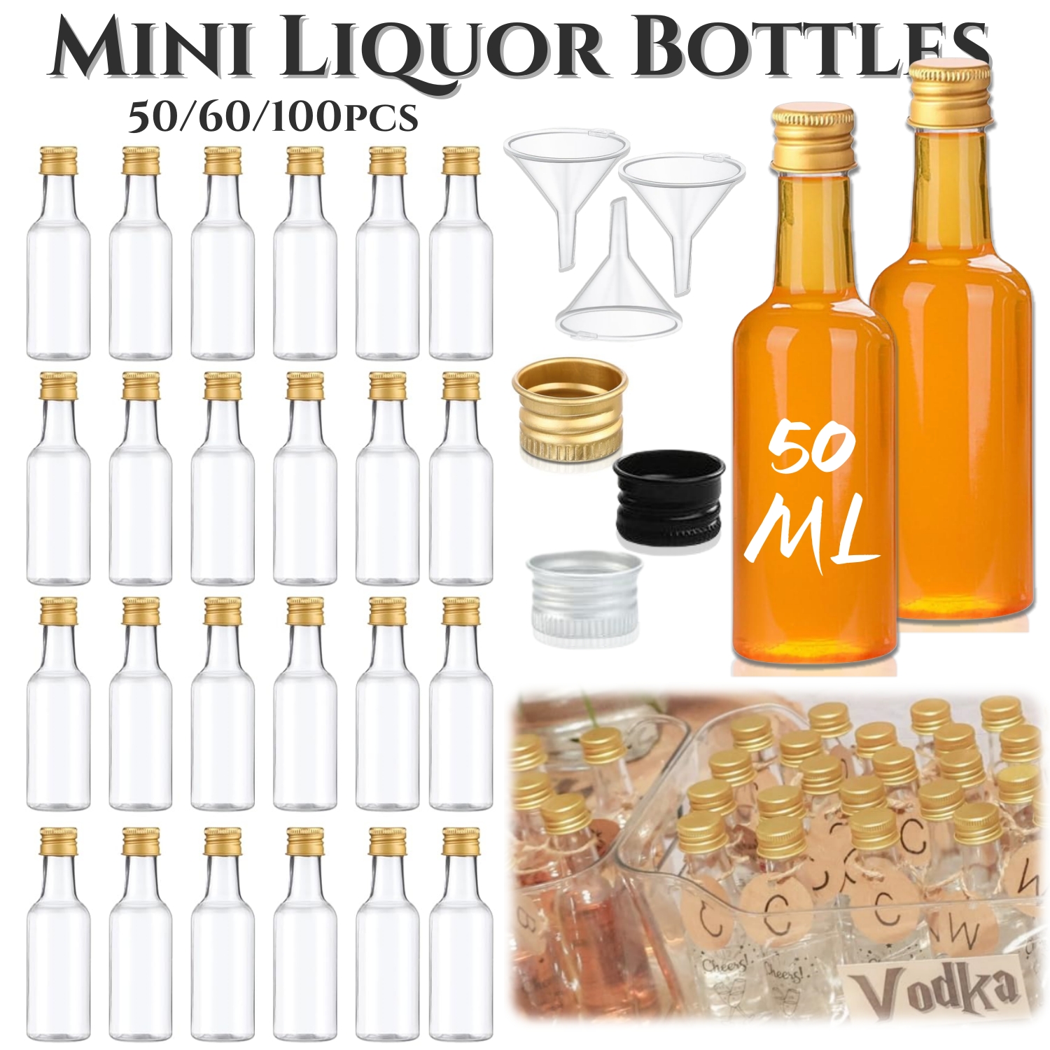 50-100Pcs 1.7oz Mini Liquor Bo - Wedding Alcohol Supply reseña y precio