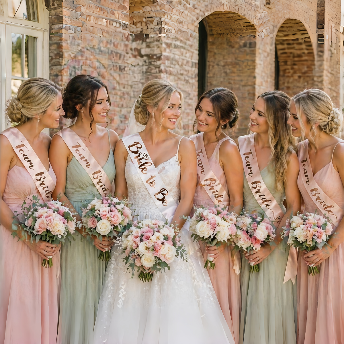 7pcs Set Rose Gold Foil BRIDE  - Bride Tribe Sash reseña y precio