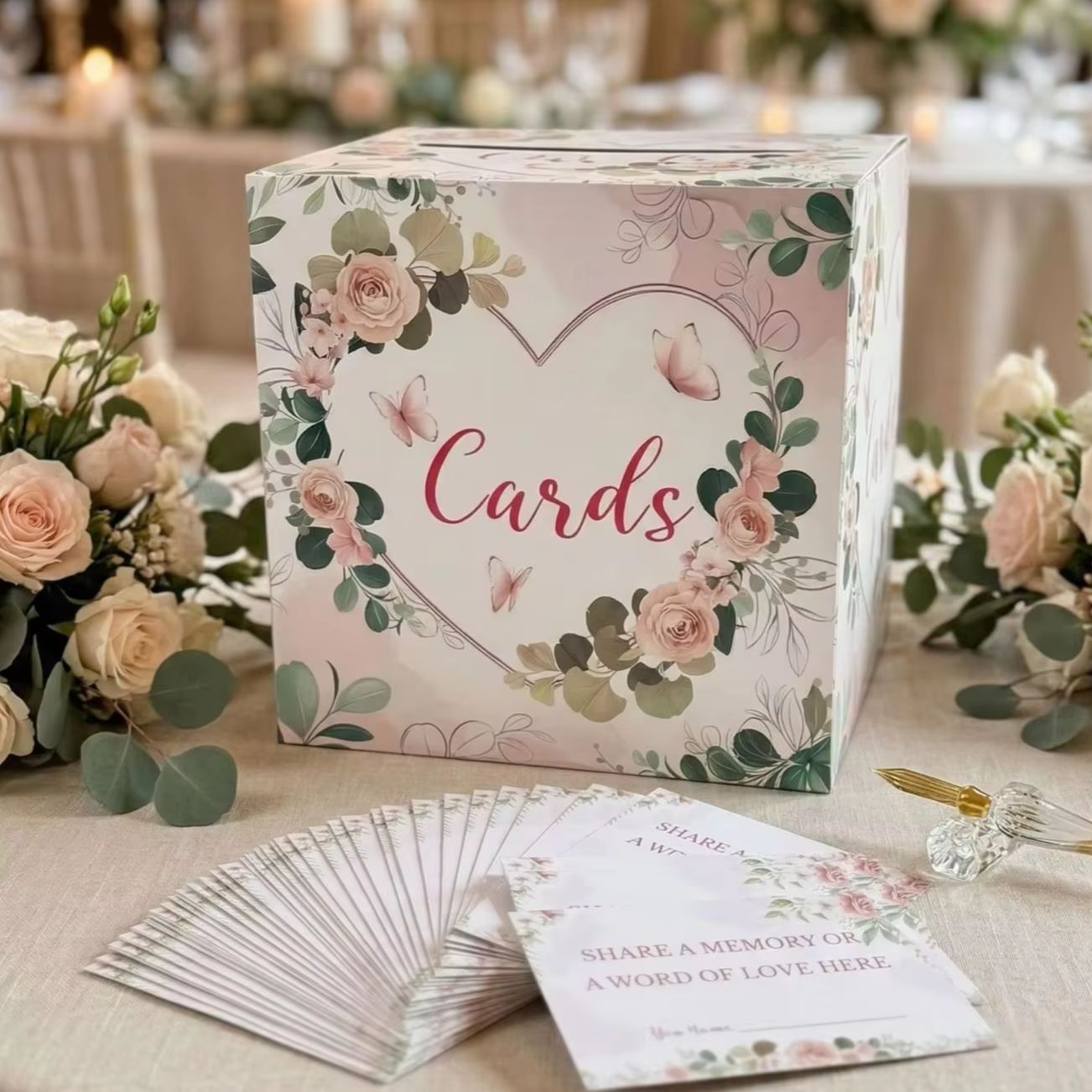 White Floral Wedding Card Box  - Wedding Supply.Box reseña y precio