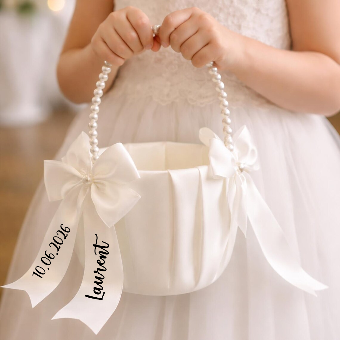 Custom Name Flower Girl Basket - Wedding Ceremony Supply reseña y precio