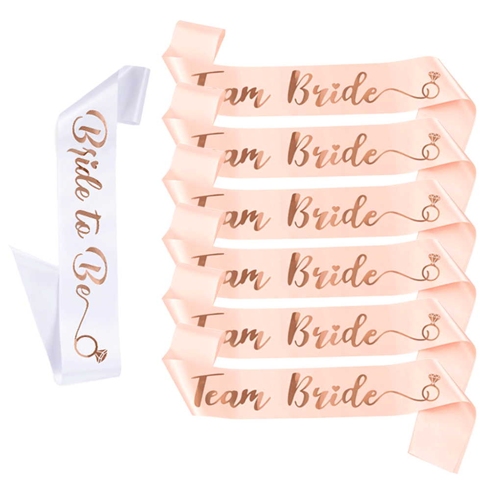 6/7Pcs Rose Gold Bride To Be T - Bride Tribe Sash reseña y precio