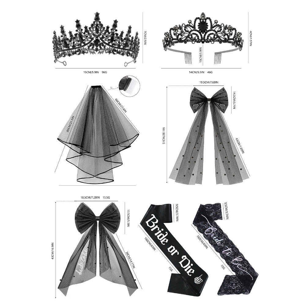 3pcs Gothic Black Bachelorette - Bride Tribe Sash reseña y precio