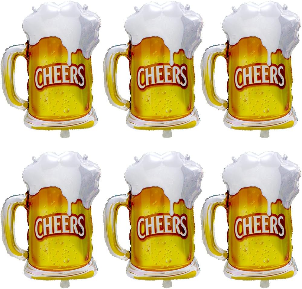6pcs Cheers Beer Mug Balloons  - Wedding Alcohol Supply reseña y precio