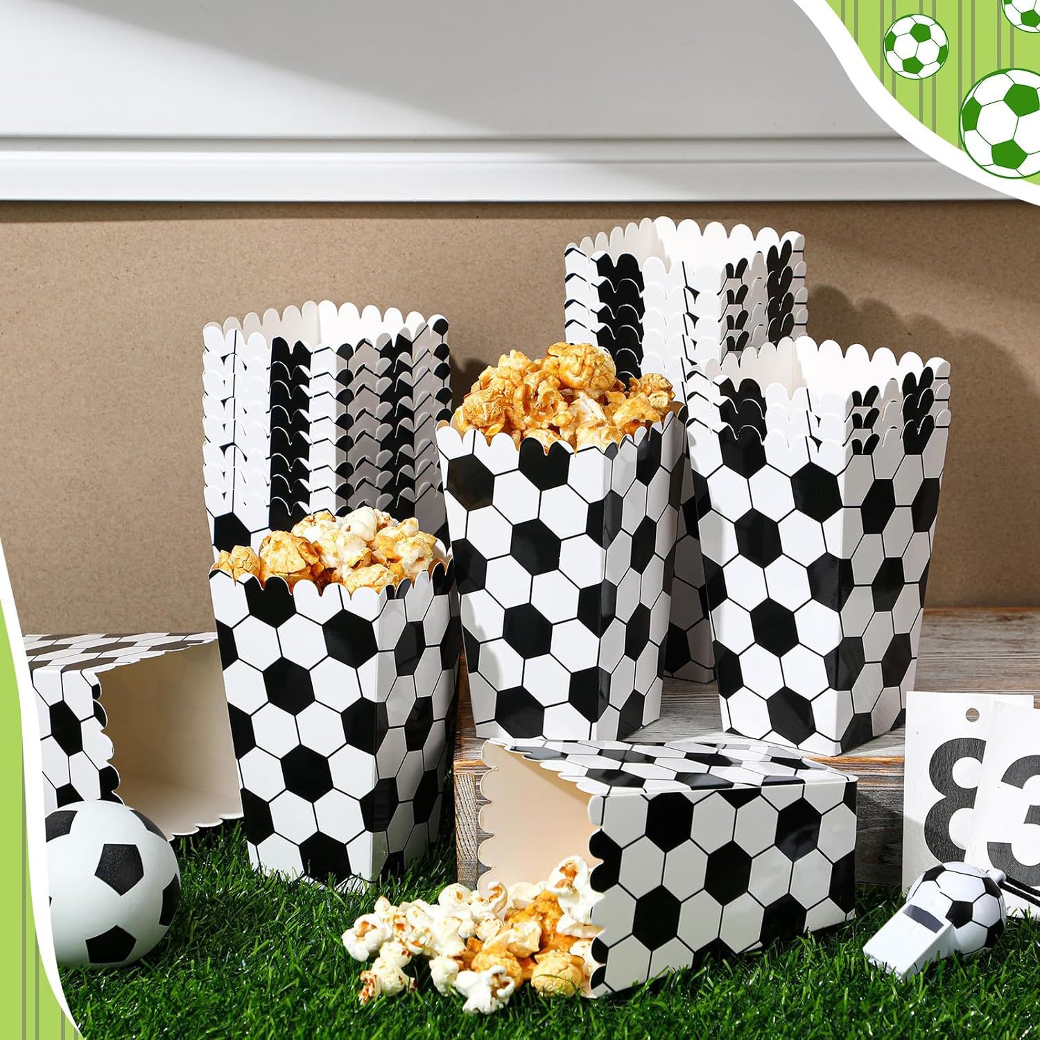 6/18Pcs  Football Popcorn Boxe - Wedding Supply.Box reseña y precio