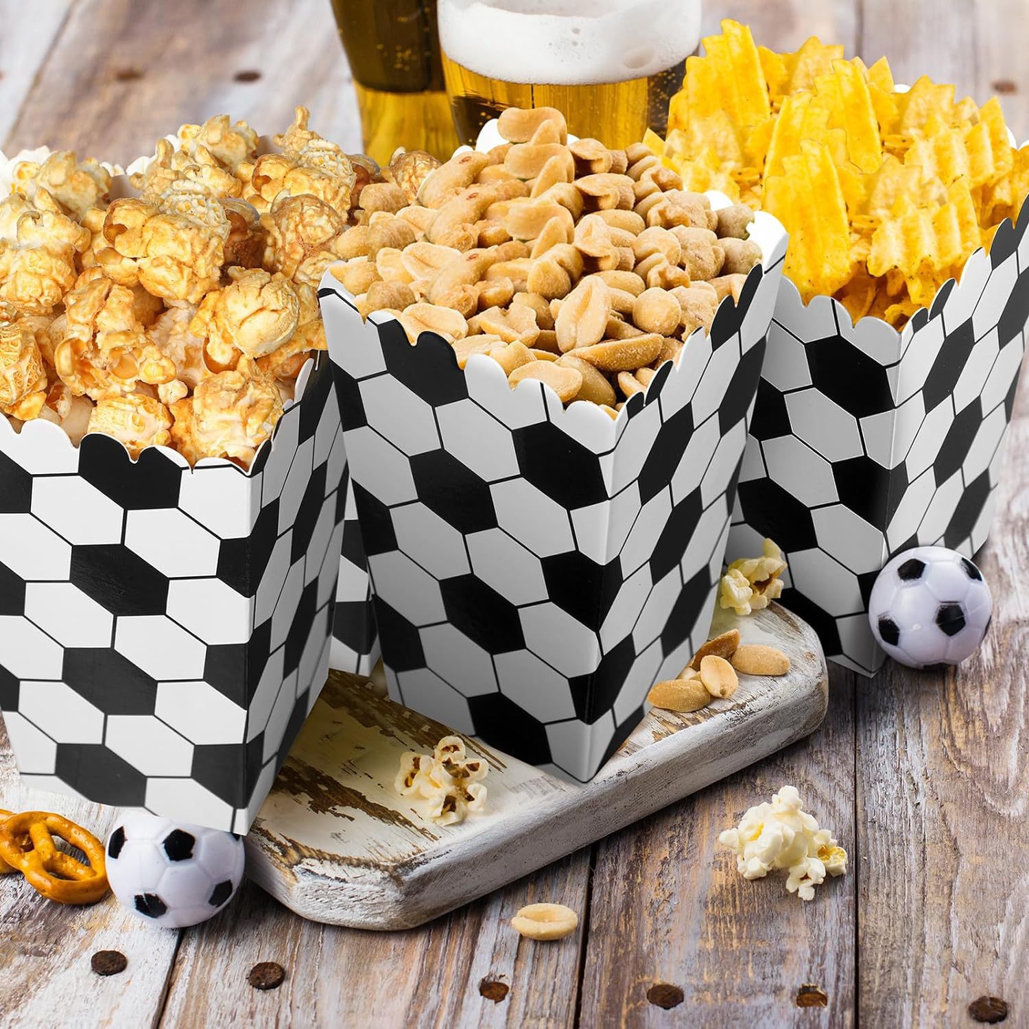 6/18Pcs  Football Popcorn Boxe - Wedding Supply.Box reseña y precio