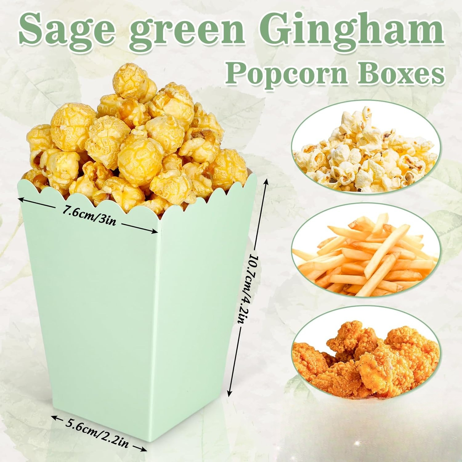 12 pcs  Sage Green Mini Popcor - Wedding Supply.Box reseña y precio