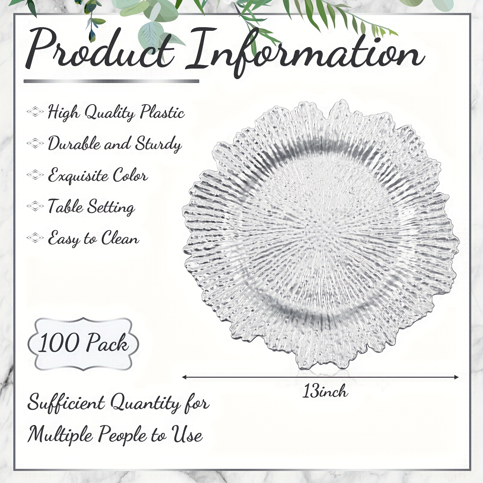 100pcs Reef Charger Plates Bul - Wedding Supply In Bulk reseña y precio